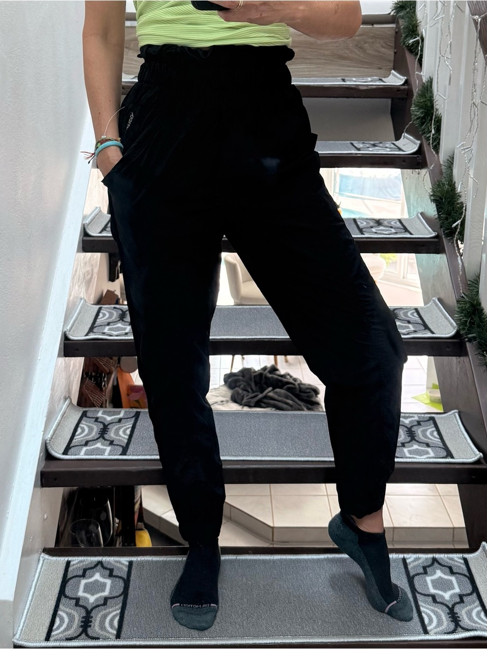 Free People Black Sweat Joggers with Elastic Waist